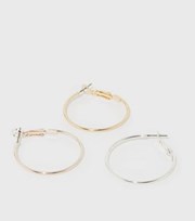 New Look 3 Pack Gold Rose Gold and Silver 30mm Hoop Earrings